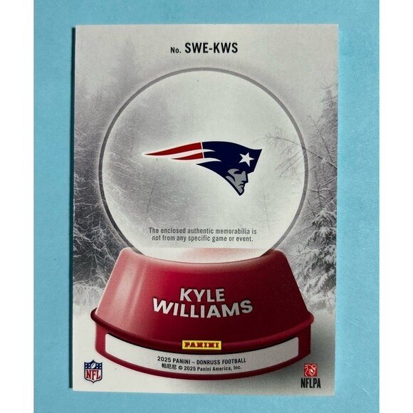 2025 Donruss  NE Patriots ,Kyle Williams Rookie Sweater Patch RC #SWE-KWS - Picture 2 of 2
